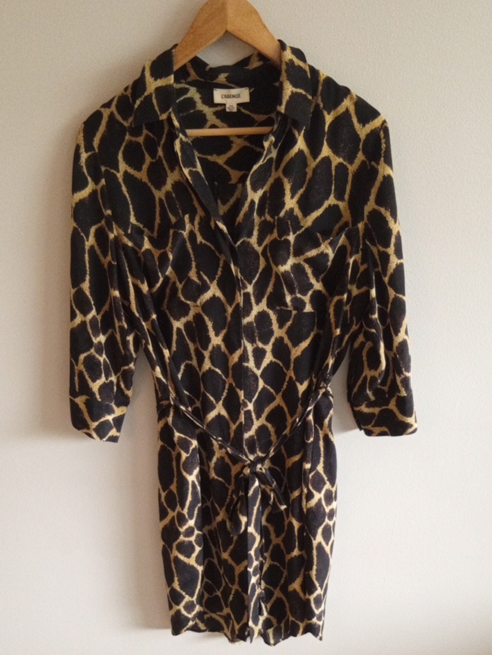 L'AGENCE Stella Shirt Dress Size Medium Sienna Safari